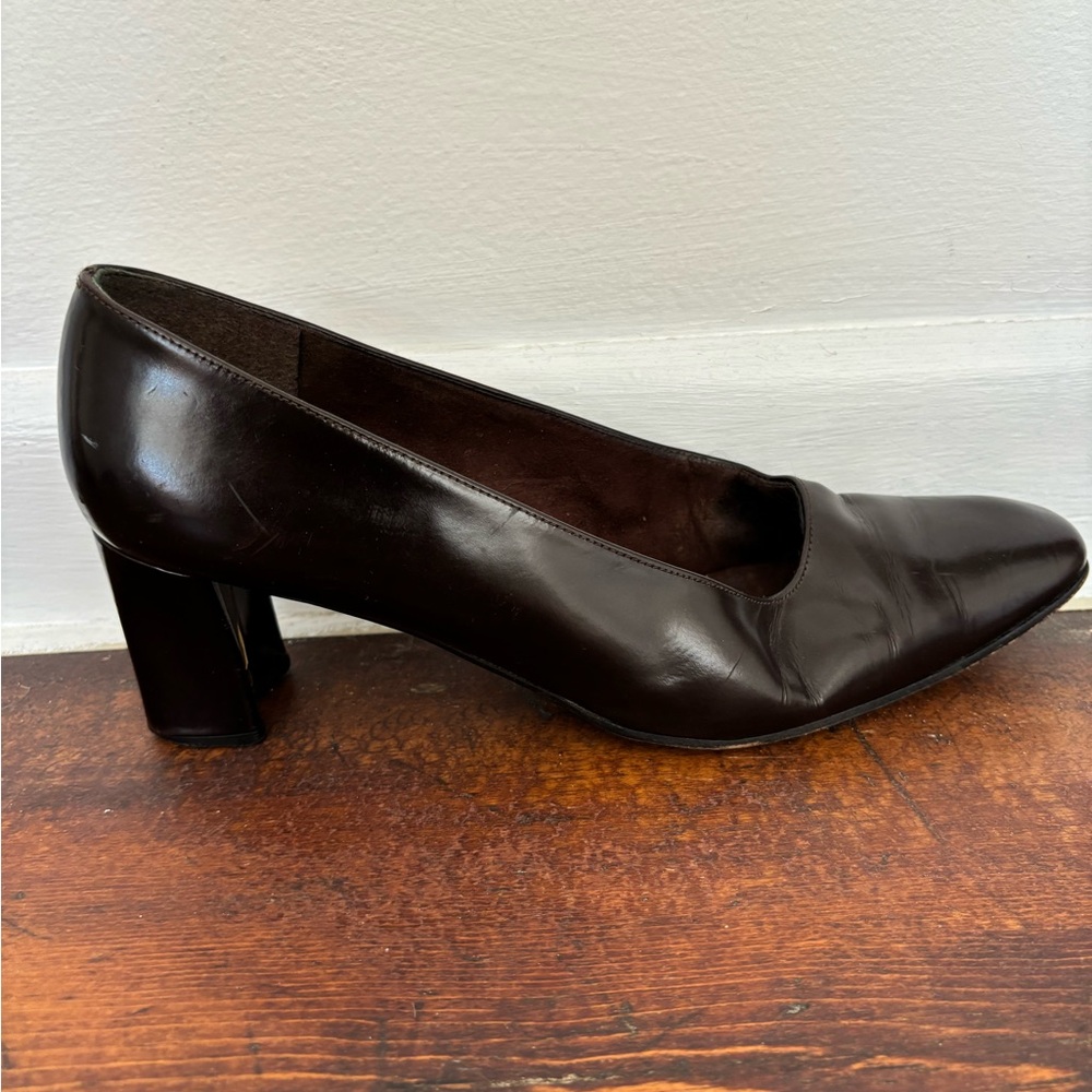 Stuart Weitzman Brown Square Toe Block Heel - image 5